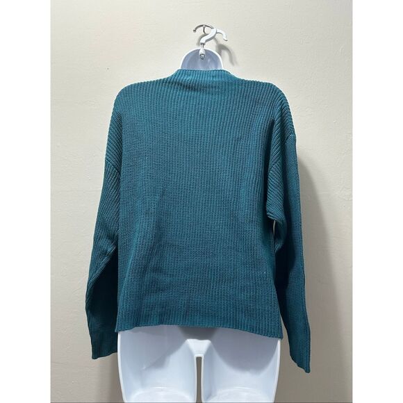Prinbara Women's Mock Neck Oversized Teal Knit Sweater Size S - Picture 2 of 10
